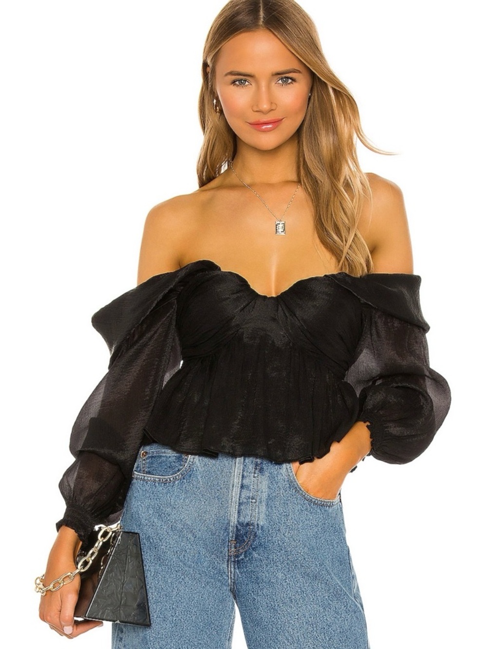 House of Harlow x REVOLVE Burna Blouse - Off-Shoulder Peplum Bustier Top